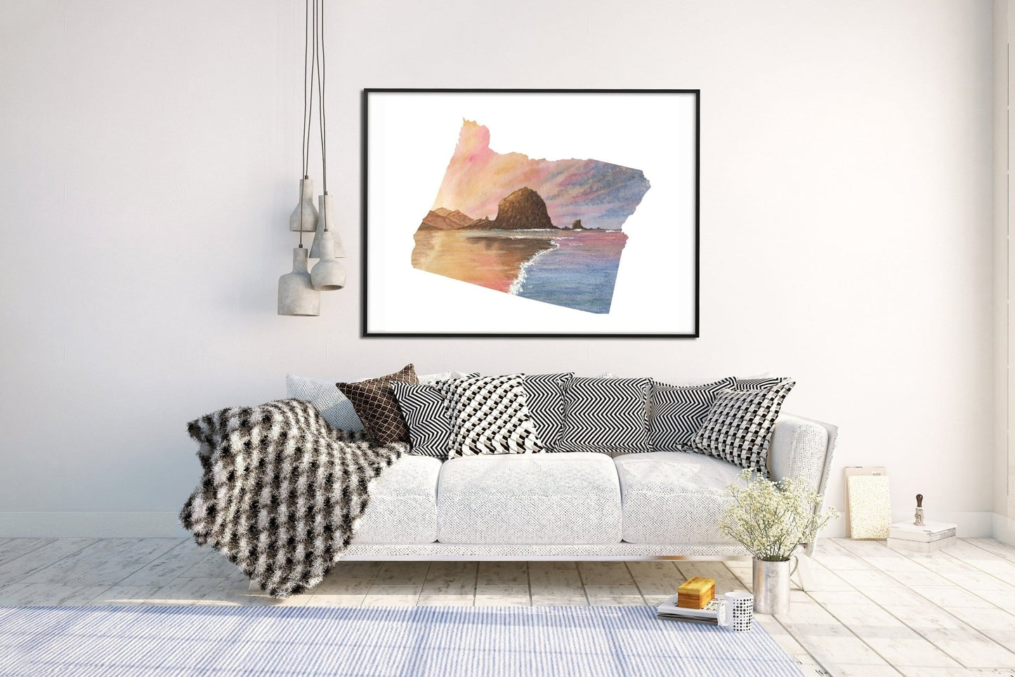 Oregon Watercolor Print, Heceta Head Lighthouse, Oregon Painting, Oregon Lighthouse Emilie Taylor Art
