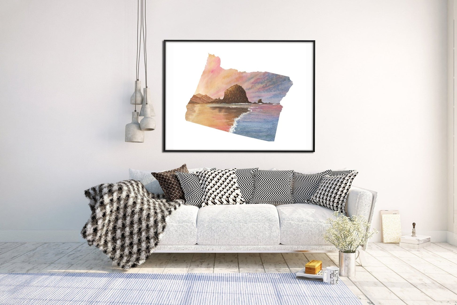 Oregon Watercolor Print, Heceta Head Lighthouse, Oregon Painting, Oregon Lighthouse Emilie Taylor Art