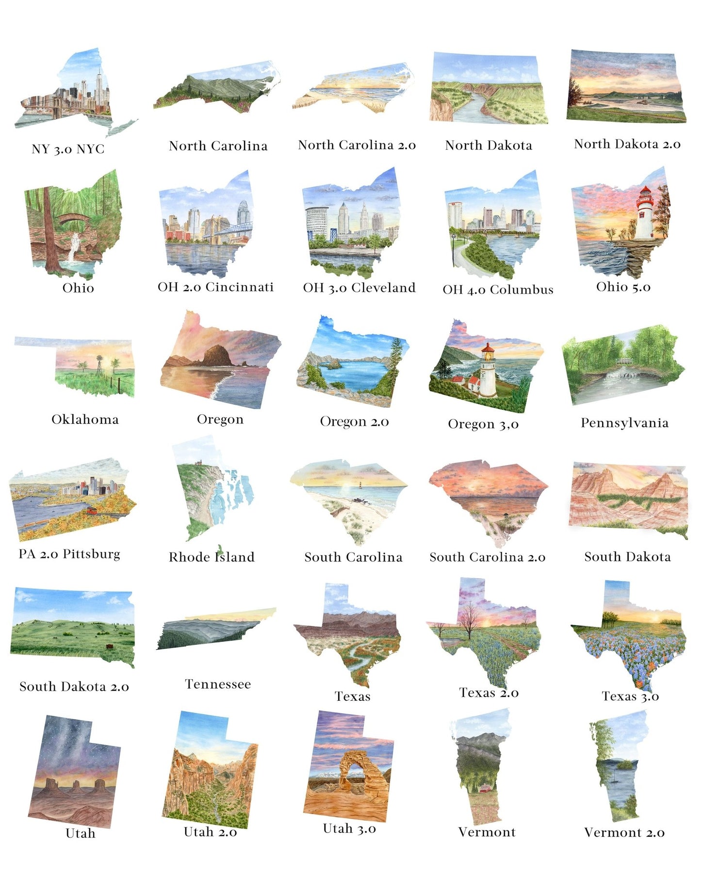 PRE - ORDER STATE KEYCHAINS Emilie Taylor Art