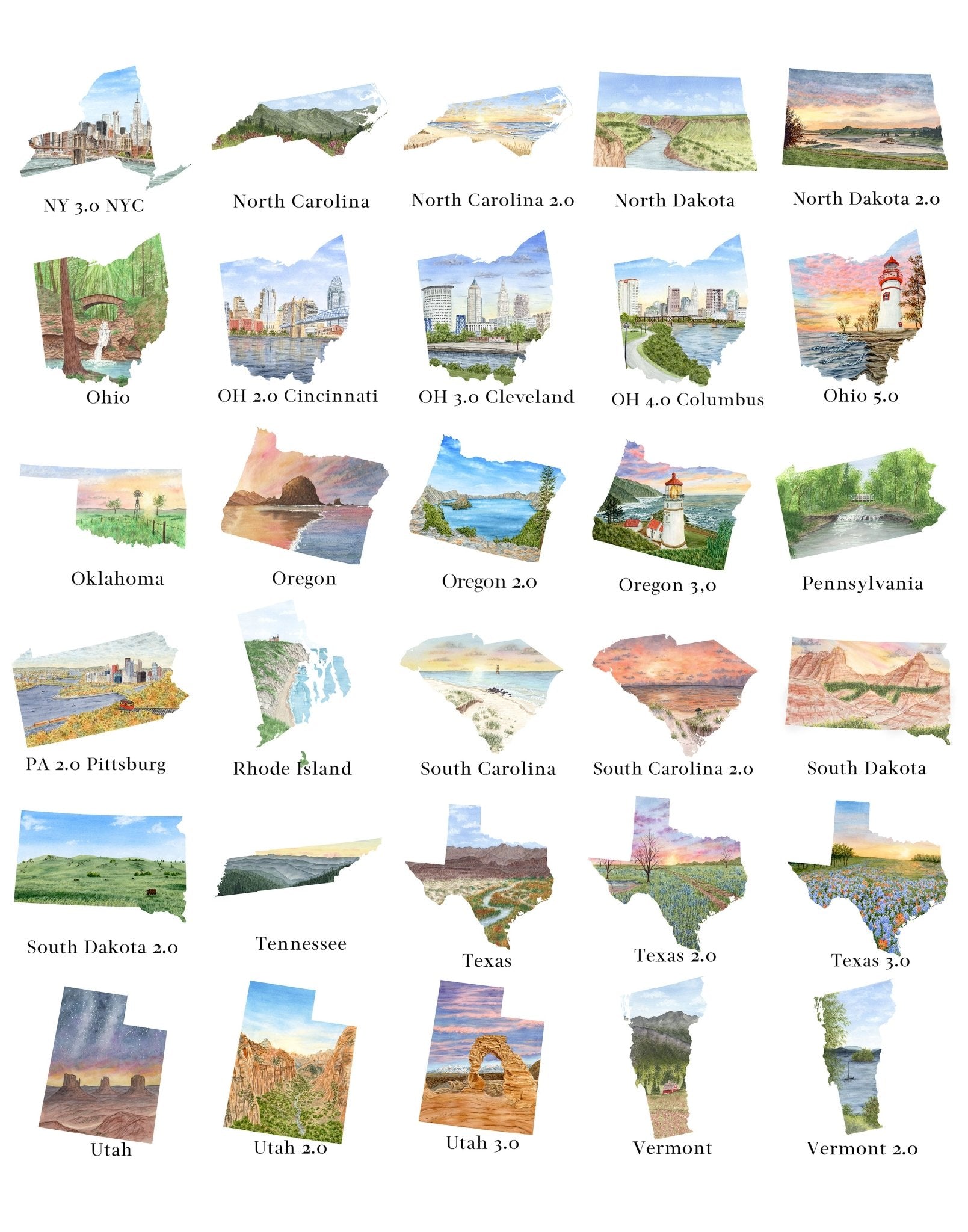 PRE - ORDER STATE KEYCHAINS Emilie Taylor Art