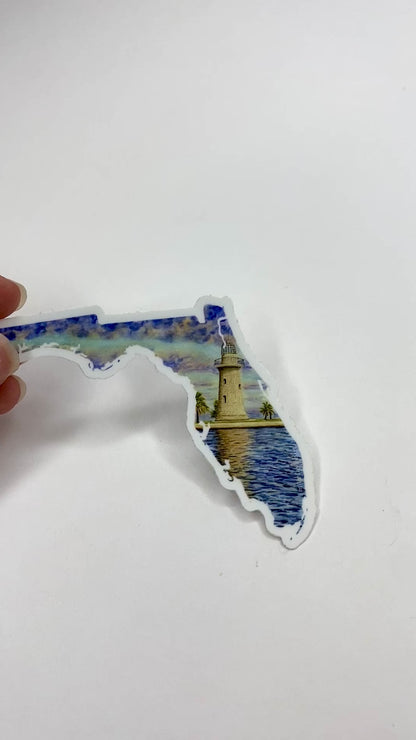 Florida Biscayne National Park Decal, Watercolor Florida Sticker, Biscayne Lighthouse Art