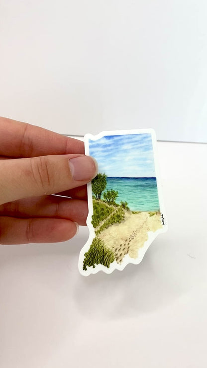 Indiana Dunes National Park Decal, Watercolor Indiana Sticker, Indiana Dunes Souvenir, IN Car Decal, State Decal