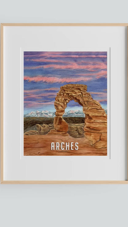 National Park Poster, Watercolor Art National Parks 16x20