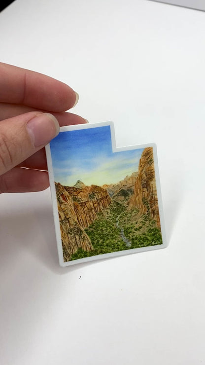 Utah Zion National Park Decal, Watercolor Zion Sticker, Angels Landing
