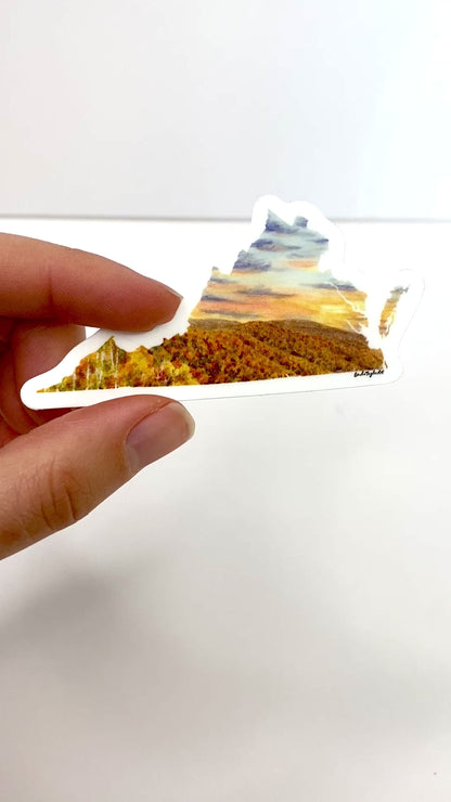 Virginia Decal, Shenandoah National Park, Watercolor Virginia Sticker, VA Car Decal, Virginia State Decal