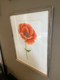 Red Poppy Original Painting Mated and framed to size 16x20 Emilie Taylor Art