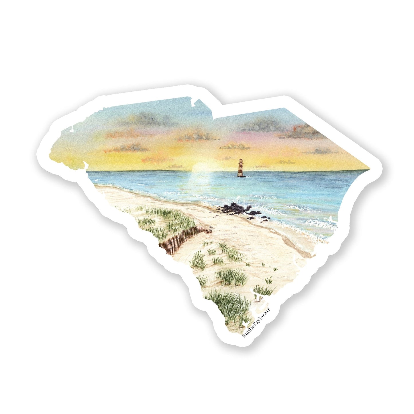South Carolina Decal, Watercolor South Carolina Sticker, SC Car Decal, SC State Decal, State Sticker Emilie Taylor Art
