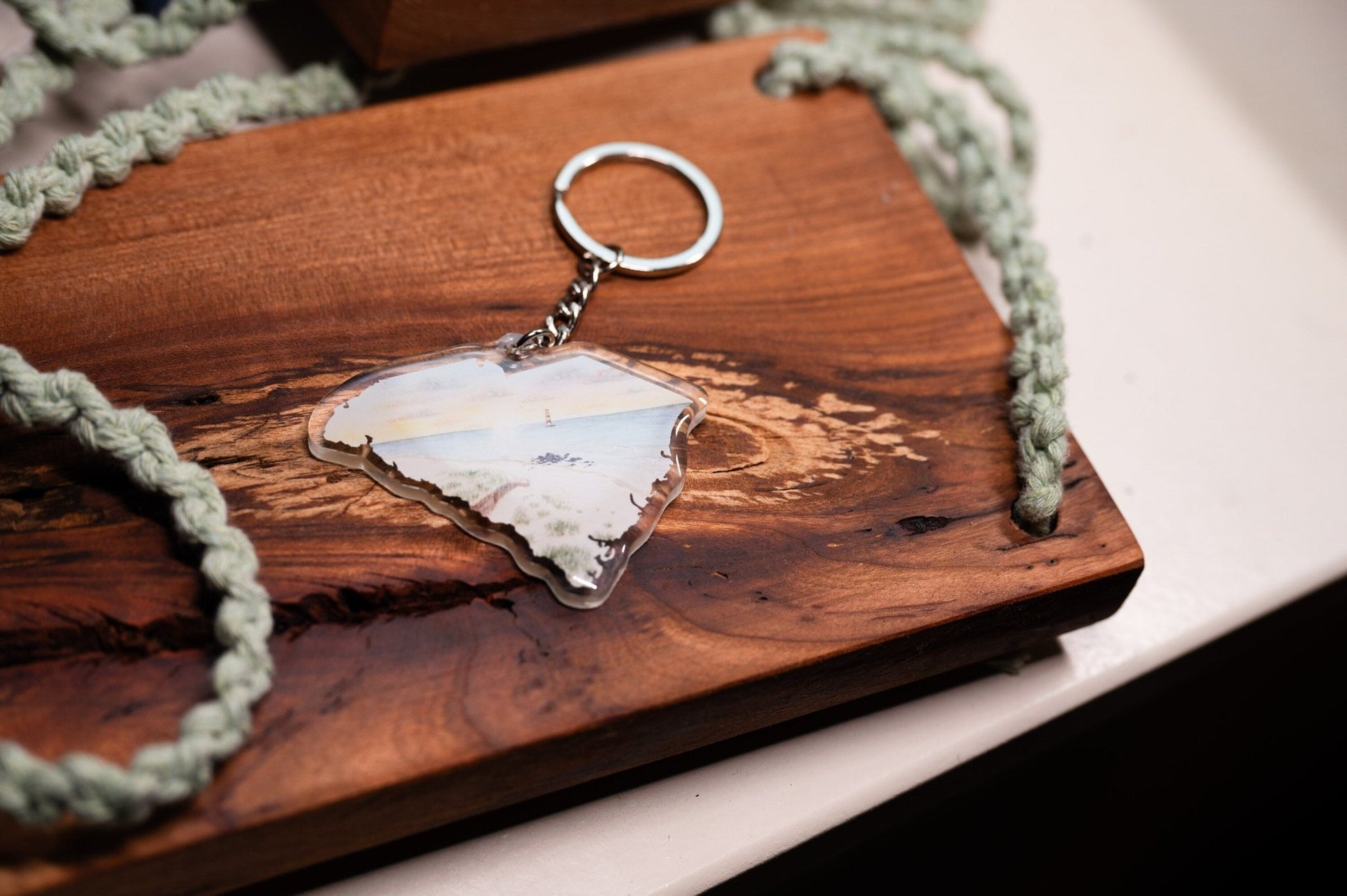 South Carolina Keychain, Folly Beach Keychain, South Carolina Artwork Souvenirs Emilie Taylor Art