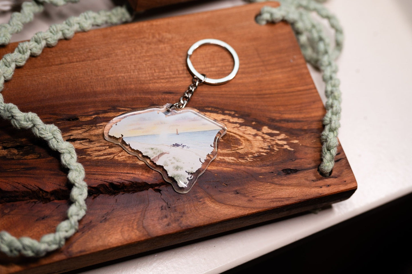 South Carolina Keychain, Folly Beach Keychain, South Carolina Artwork Souvenirs Emilie Taylor Art