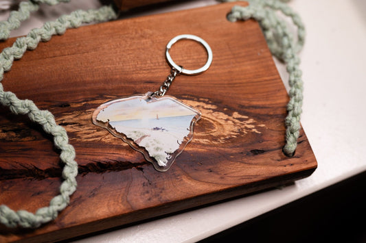 South Carolina Keychain, Folly Beach Keychain, South Carolina Artwork Souvenirs Emilie Taylor Art