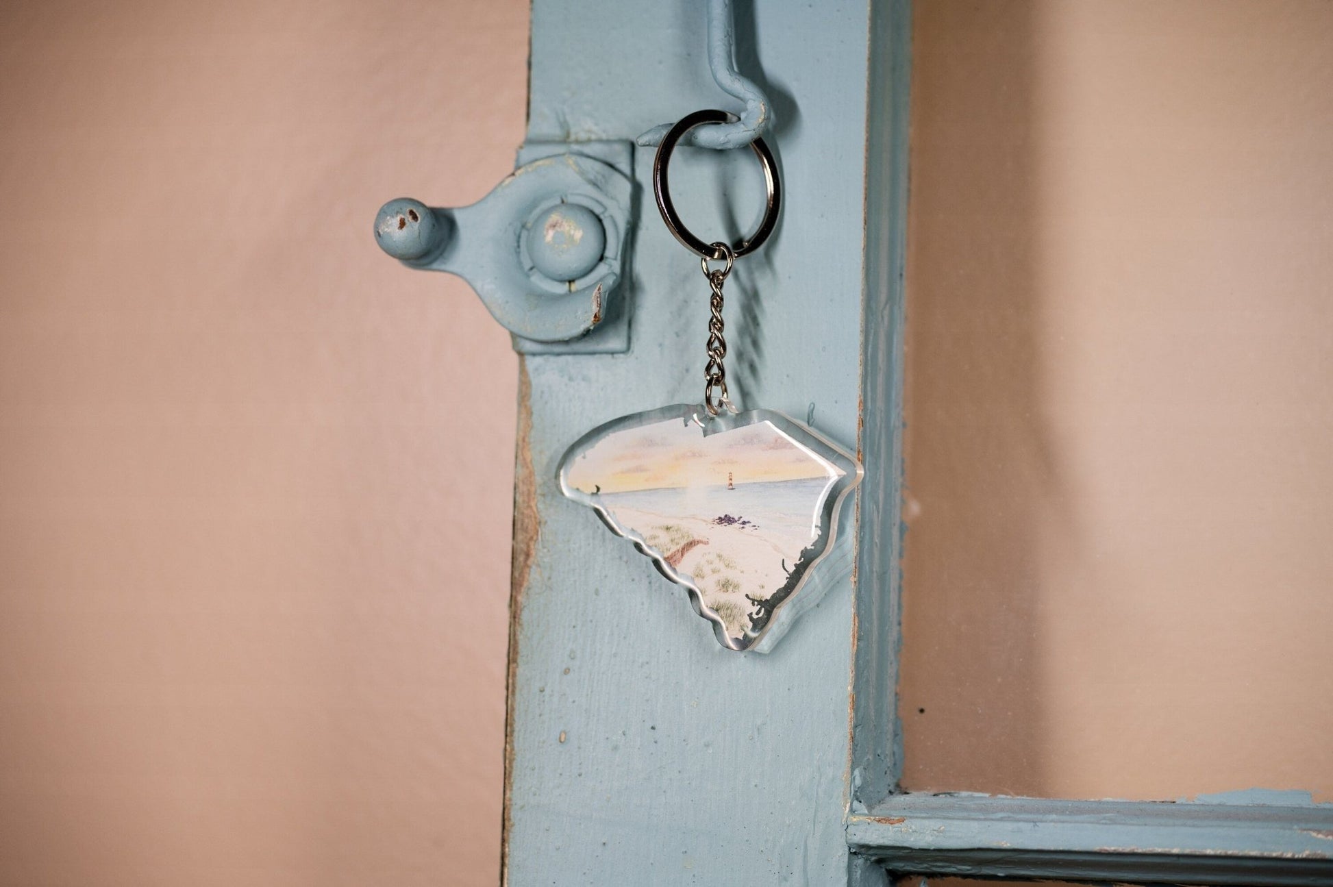 South Carolina Keychain, Folly Beach Keychain, South Carolina Artwork Souvenirs Emilie Taylor Art