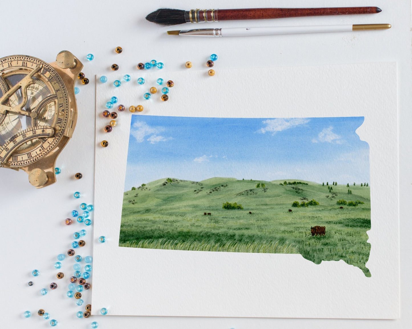 South Dakota Badlands National Park Watercolor Print, South Dakota, Pinnacles View Emilie Taylor Art