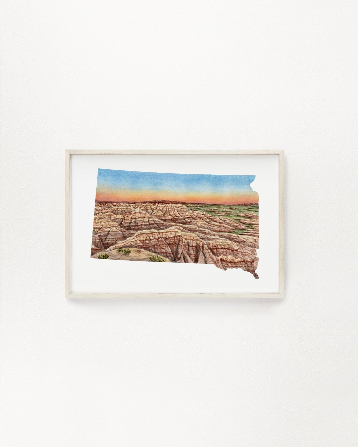 South Dakota Badlands National Park Watercolor Print, South Dakota, Pinnacles View Emilie Taylor Art