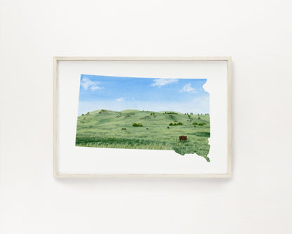 South Dakota Watercolor Print, Badlands National Park South Dakota State Art, South Dakota Print Gift Emilie Taylor Art