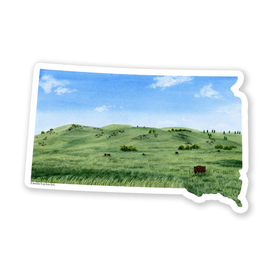 South Dakota Wind Cave National Park Decal, Watercolor South Dakota Sticker Emilie Taylor Art