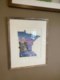Split Rock Lighthouse Minnesota Original Painting Mated and framed to size 16x20 Emilie Taylor Art