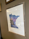 Split Rock Lighthouse Minnesota Original Painting Mated and framed to size 16x20 Emilie Taylor Art