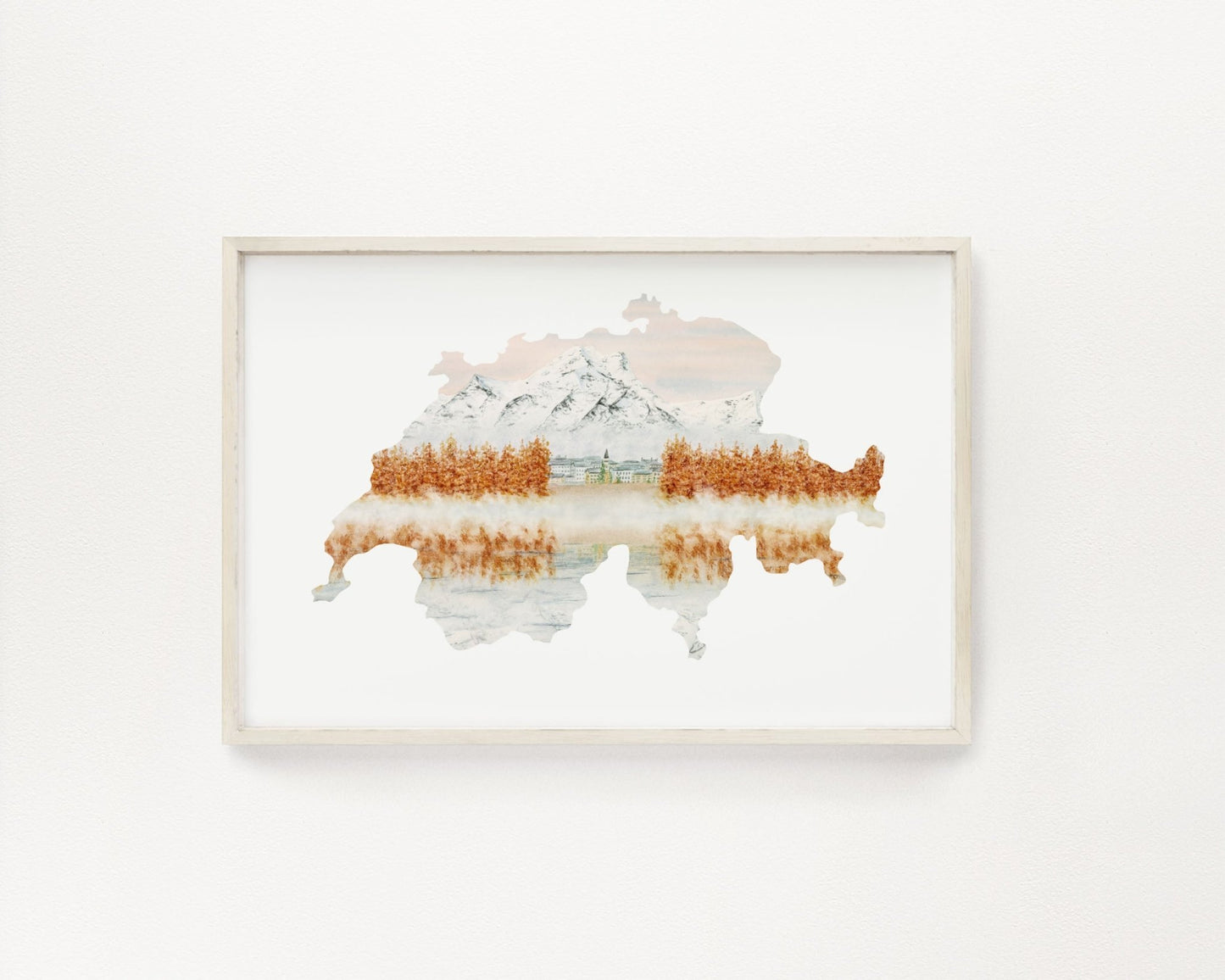 Switzerland Watercolor Print, Switzerland Art, Engadin Switzerland Painting Emilie Taylor Art