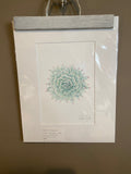 Teal Succulent Original Painting Mated to size 11x14 Emilie Taylor Art