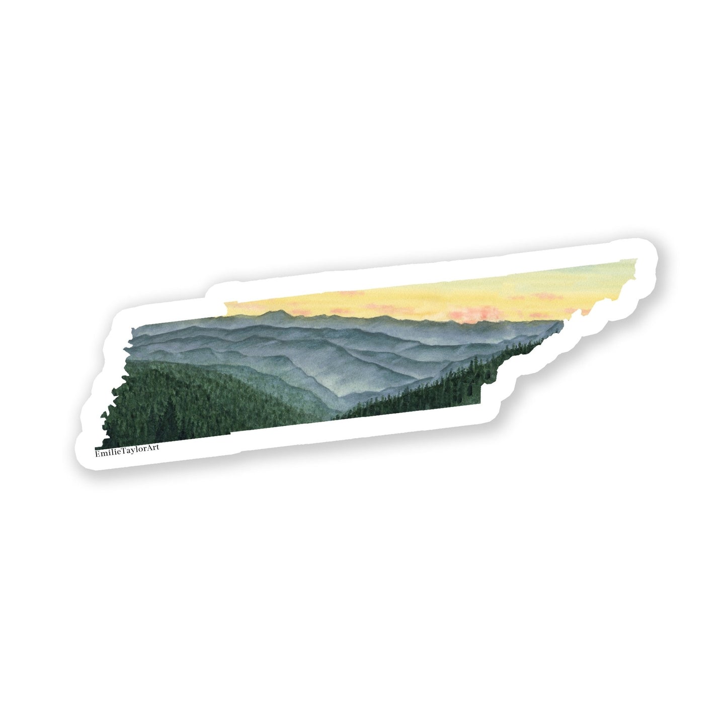 Tennessee Decal, Watercolor Tennessee Sticker, TN Car Decal, State Sticker, TN Art Sticker Emilie Taylor Art