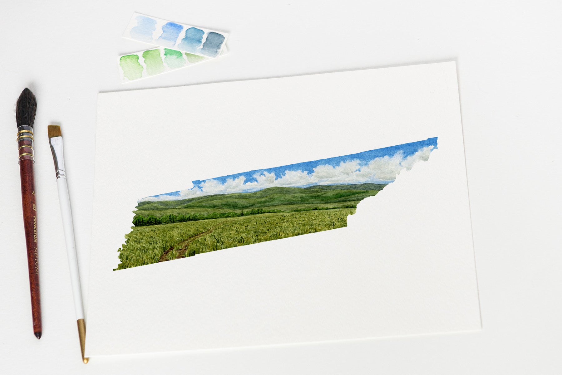 Tennessee Great Smoky Mountains National Park Watercolor Painting, Cades Cove Great Smoky Mountains Emilie Taylor Art