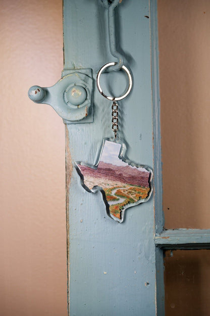 Texas Keychain, Big Bend National Park Keychain, Texas Artwork, State keychain Emilie Taylor Art