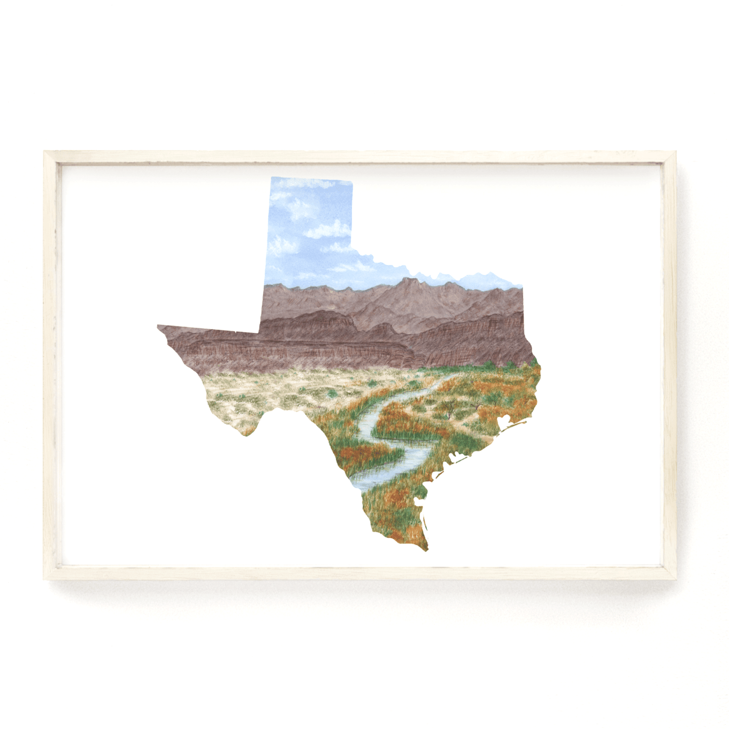 Texas State Art, Texas Blue Bonnets and Indian Paintbrush Flower Painting Emilie Taylor Art
