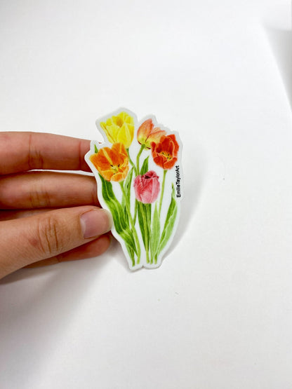 Tulip Sticker, Tulip decal for water bottles, Tulip Art Emilie Taylor Art