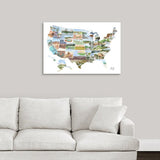 US Watercolor Map on Canvas (gallery wrapped canvas), US travel map, USA Painting Emilie Taylor Art