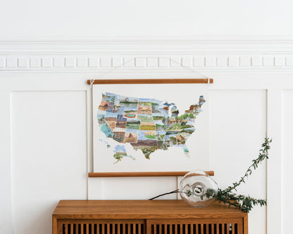 US Watercolor Map, US travel map, USA Painting, US Map with States paintings Emilie Taylor Art