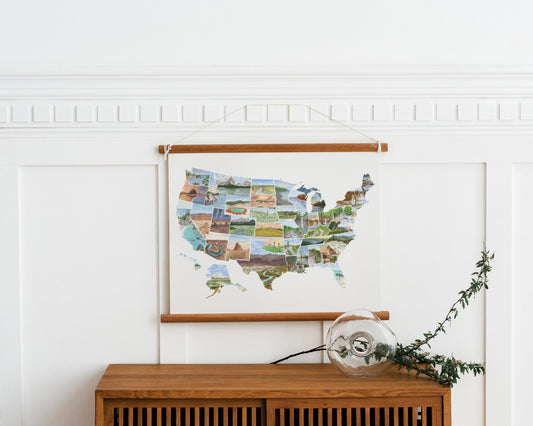 US Watercolor Map, US travel map, USA Painting, US Map with States paintings Emilie Taylor Art