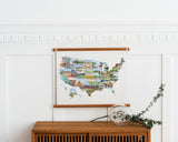 US Watercolor Map, US travel map, USA Painting, US Map with States paintings Emilie Taylor Art