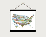 US Watercolor Map, US travel map, USA Painting, US Map with States paintings Emilie Taylor Art