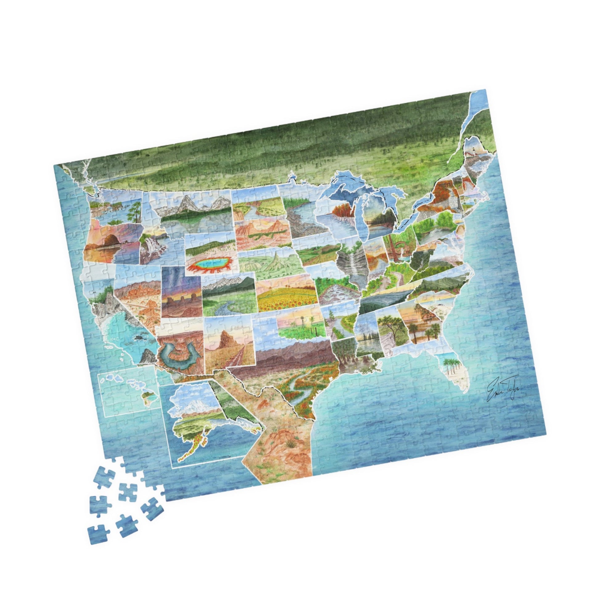 USA Map Puzzle (500, 1014 - piece) Emilie Taylor Art