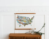US Watercolor Map, US travel map, USA Painting, US Map with States paintings