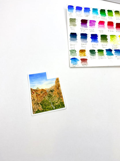 Utah Zion National Park Decal, Watercolor Zion Sticker, Angels Landing Emilie Taylor Art