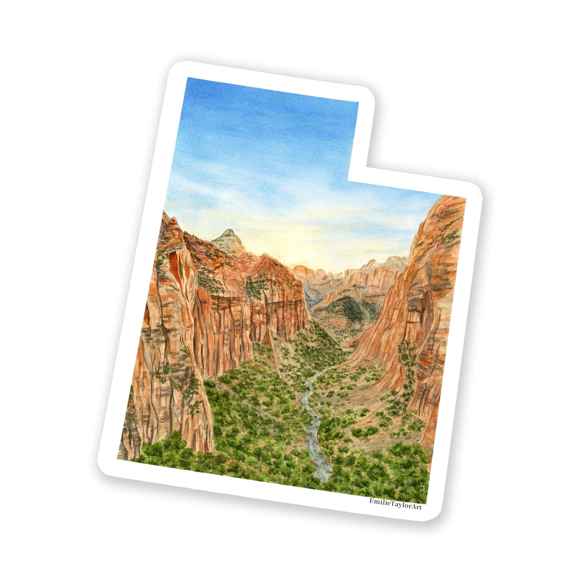 Utah Zion National Park Decal, Watercolor Zion Sticker, Angels Landing Emilie Taylor Art