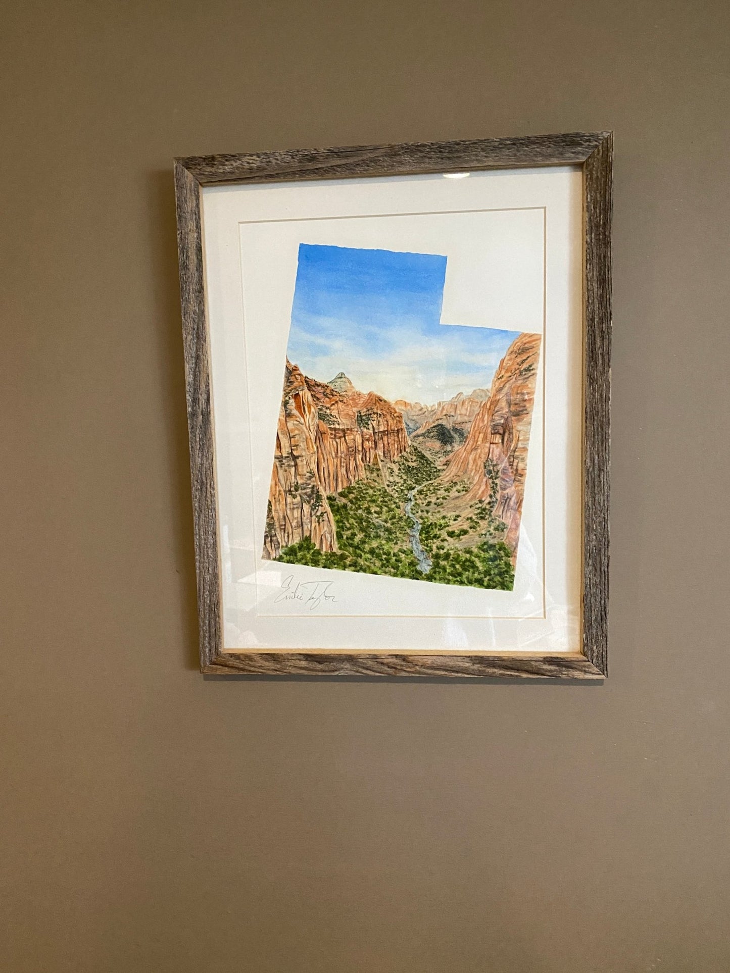 Utah Zion National Park Original Painting Mated to size 11x14 Emilie Taylor Art