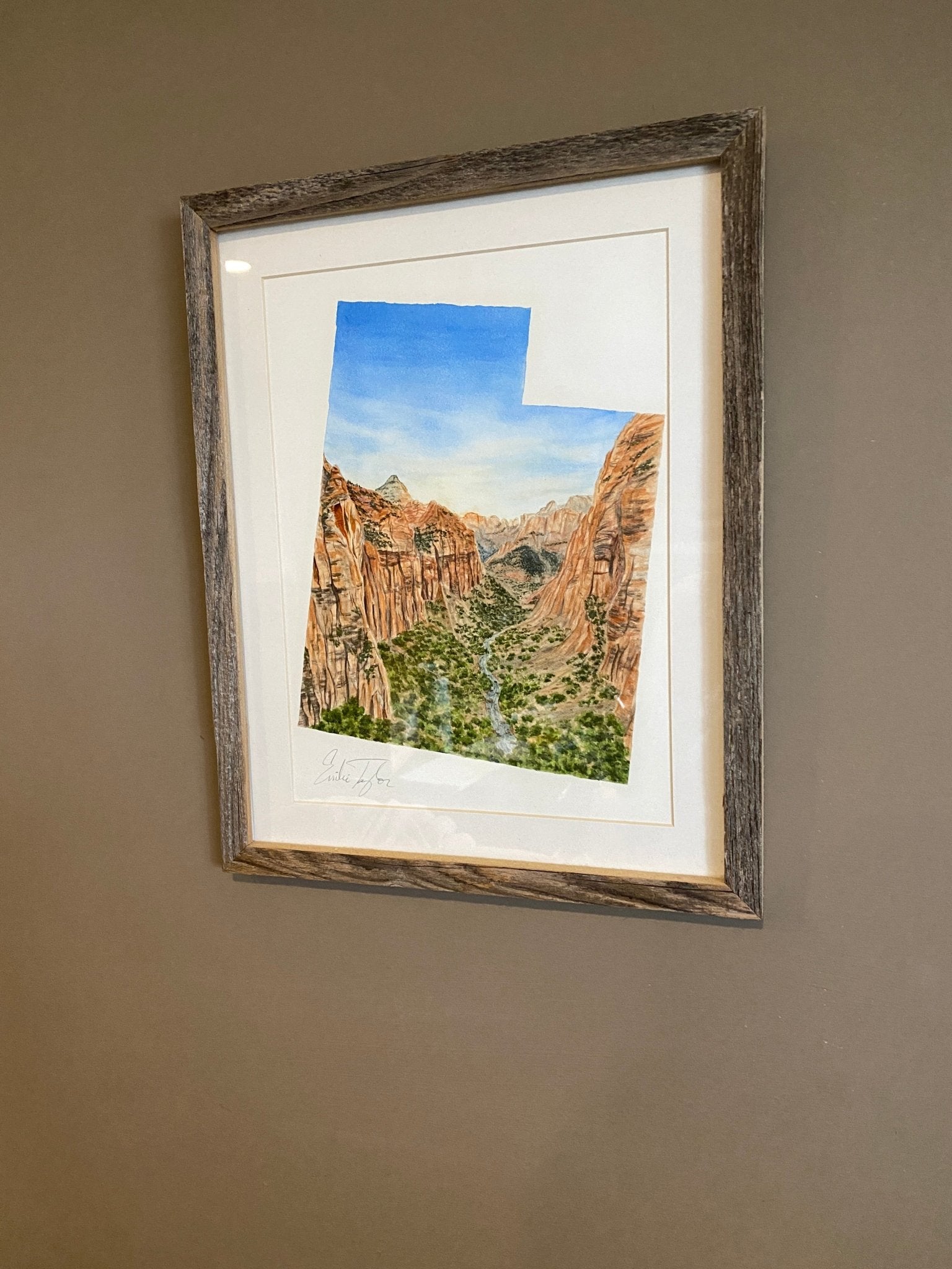 Utah Zion National Park Original Painting Mated to size 11x14 Emilie Taylor Art