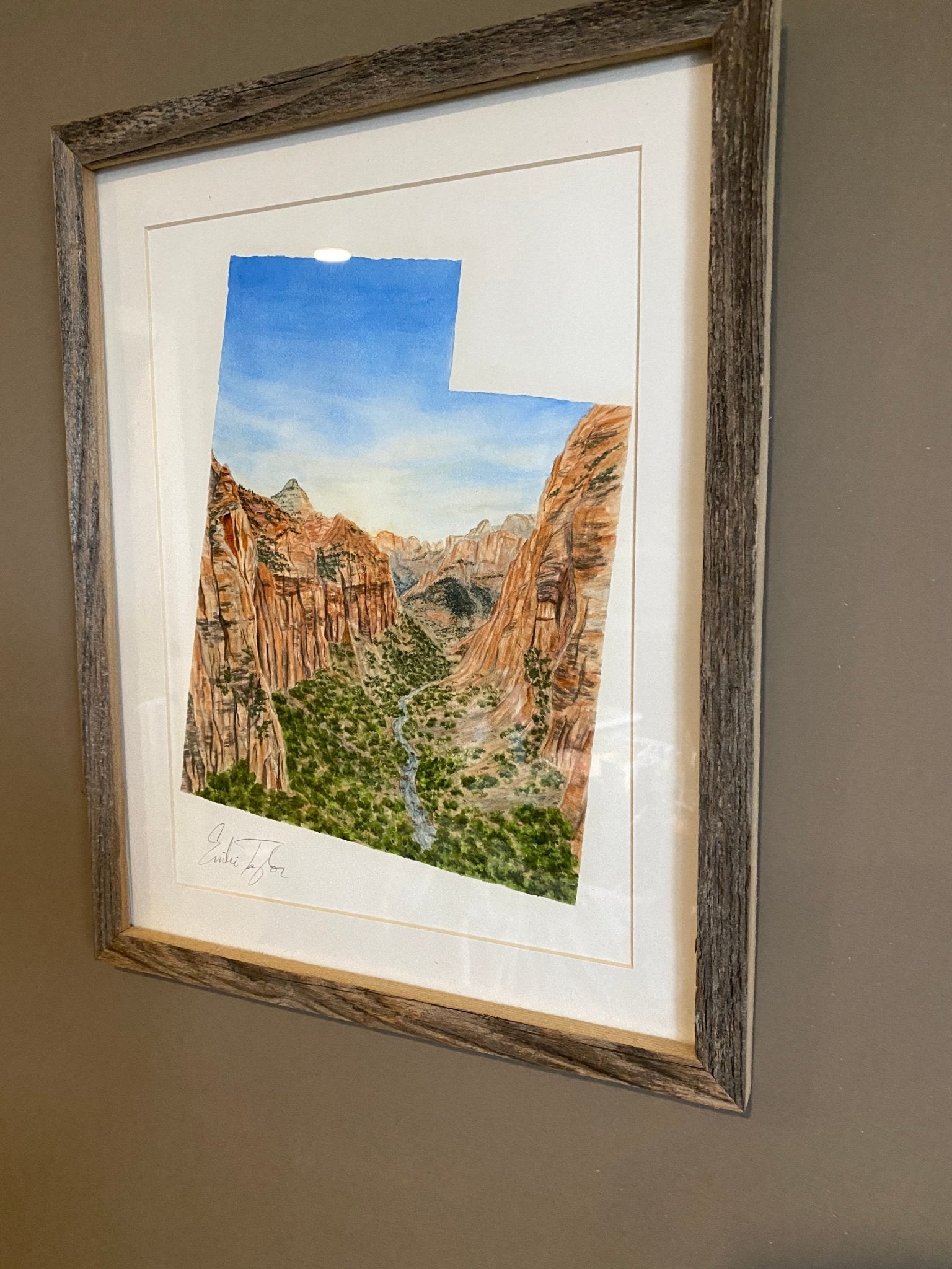 Utah Zion National Park Original Painting Mated to size 11x14 Emilie Taylor Art