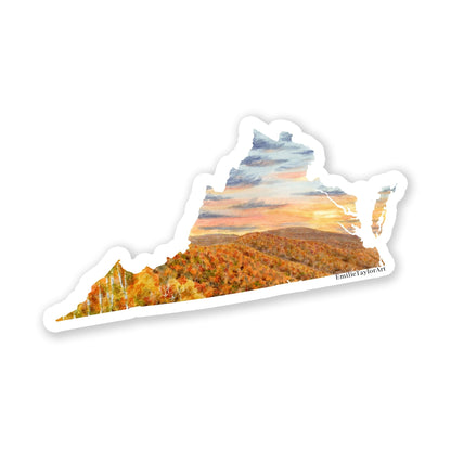 Virginia Decal, Shenandoah National Park, Watercolor Virginia Sticker, VA Car Decal, Virginia State Decal Emilie Taylor Art