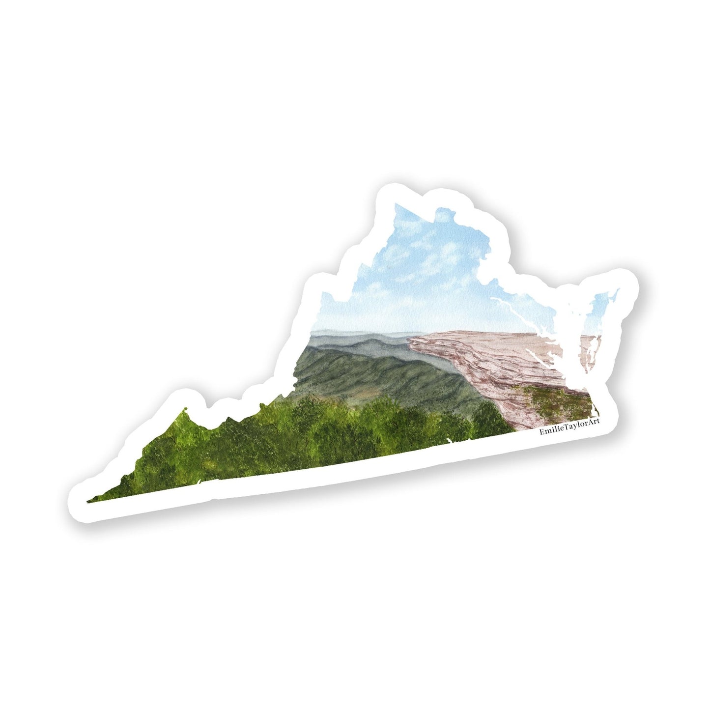 Virginia Decal, Watercolor Virginia Sticker, VA Car Decal, Virginia State Decal, State Sticker Emilie Taylor Art