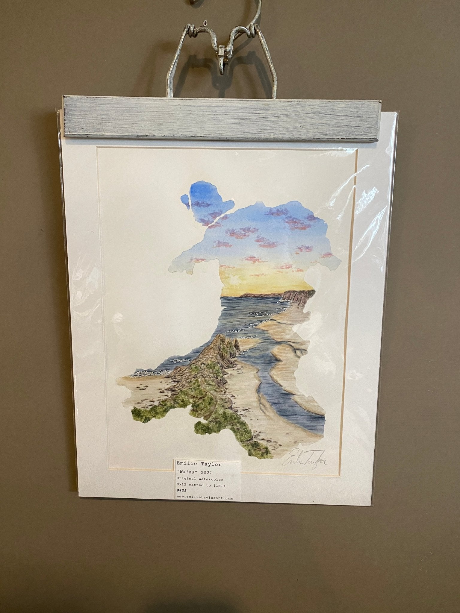 Wales Original Painting Mated to size 11x14 Emilie Taylor Art