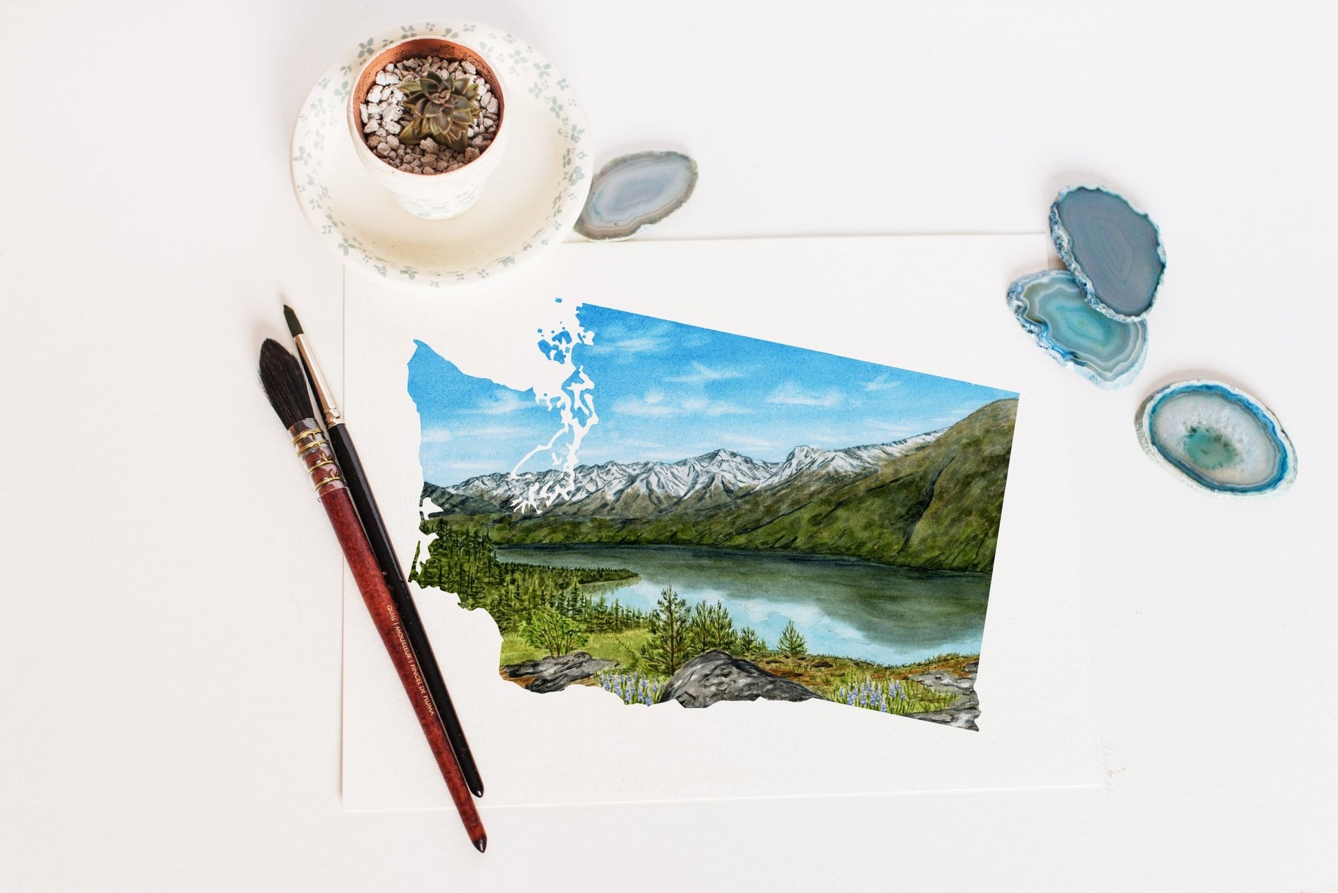 Washington North Cascades National Park Watercolor, Lake Chelan Stenhekin North Cascades Print Emilie Taylor Art