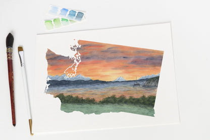 Washington North Cascades National Park Watercolor, Lake Chelan Stenhekin North Cascades Print Emilie Taylor Art