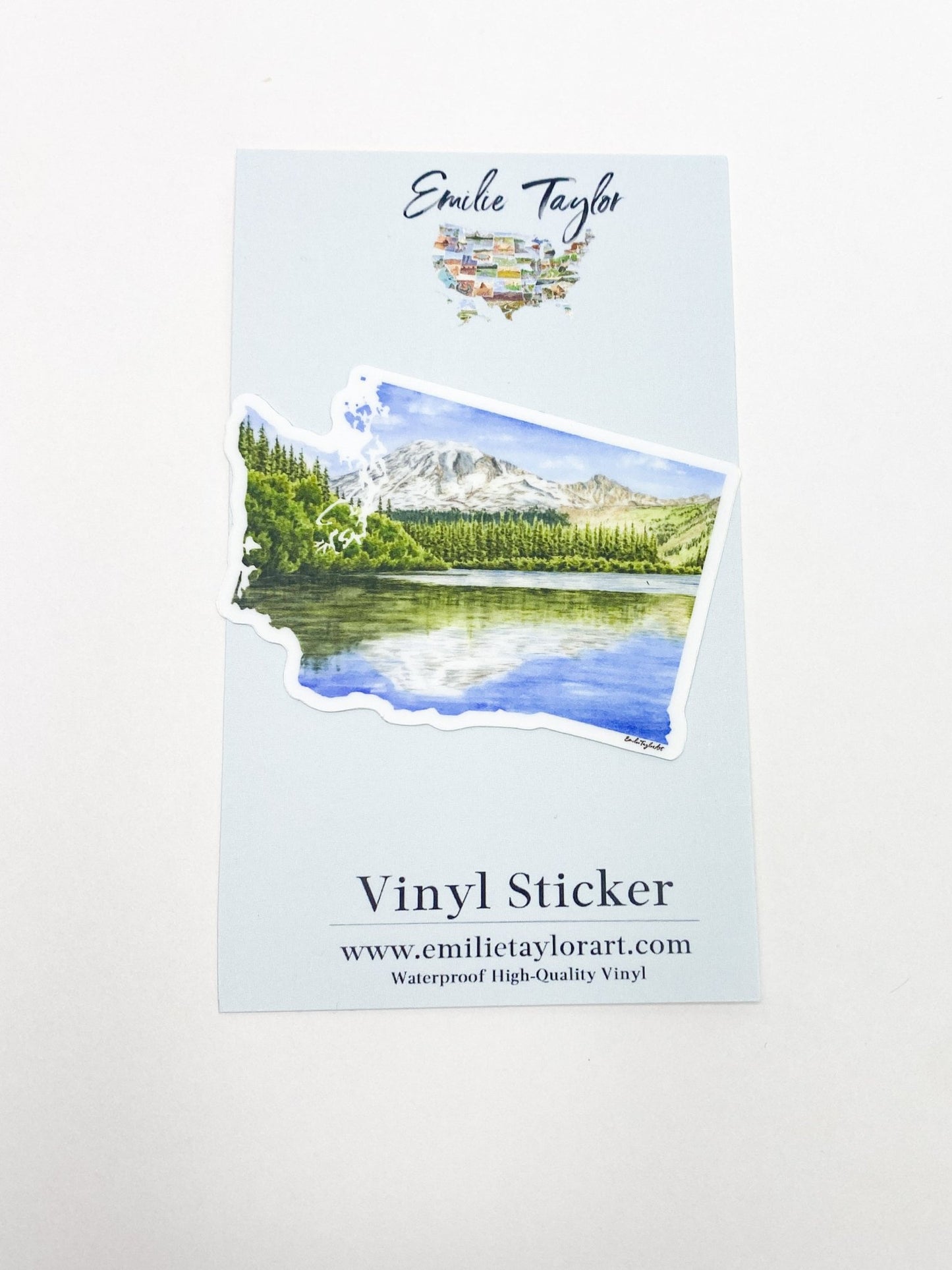 Washington Rainier National Park Decal, Watercolor Washington Sticker, Mount Rainier Souvenir Emilie Taylor Art