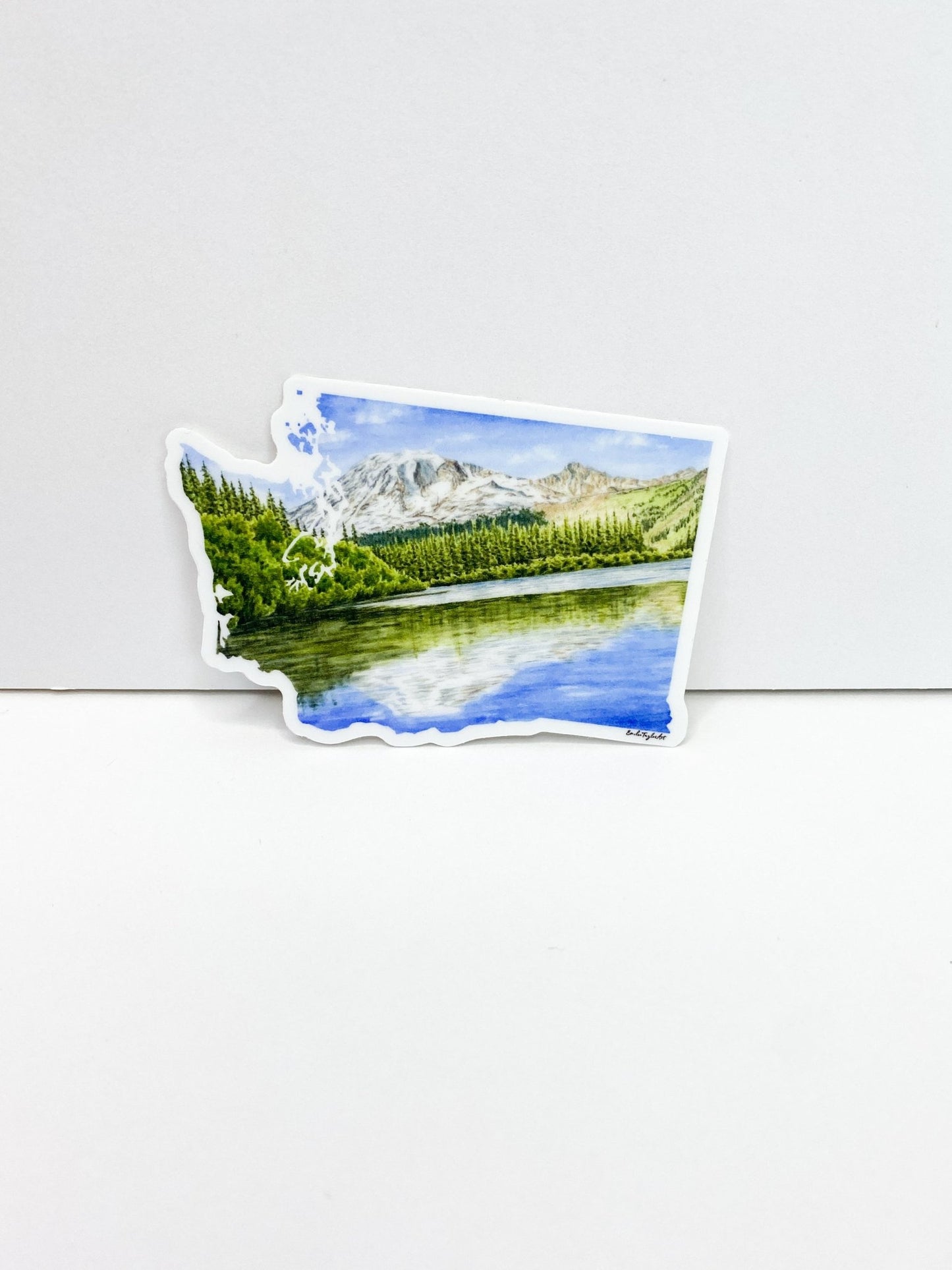 Washington Rainier National Park Decal, Watercolor Washington Sticker, Mount Rainier Souvenir Emilie Taylor Art