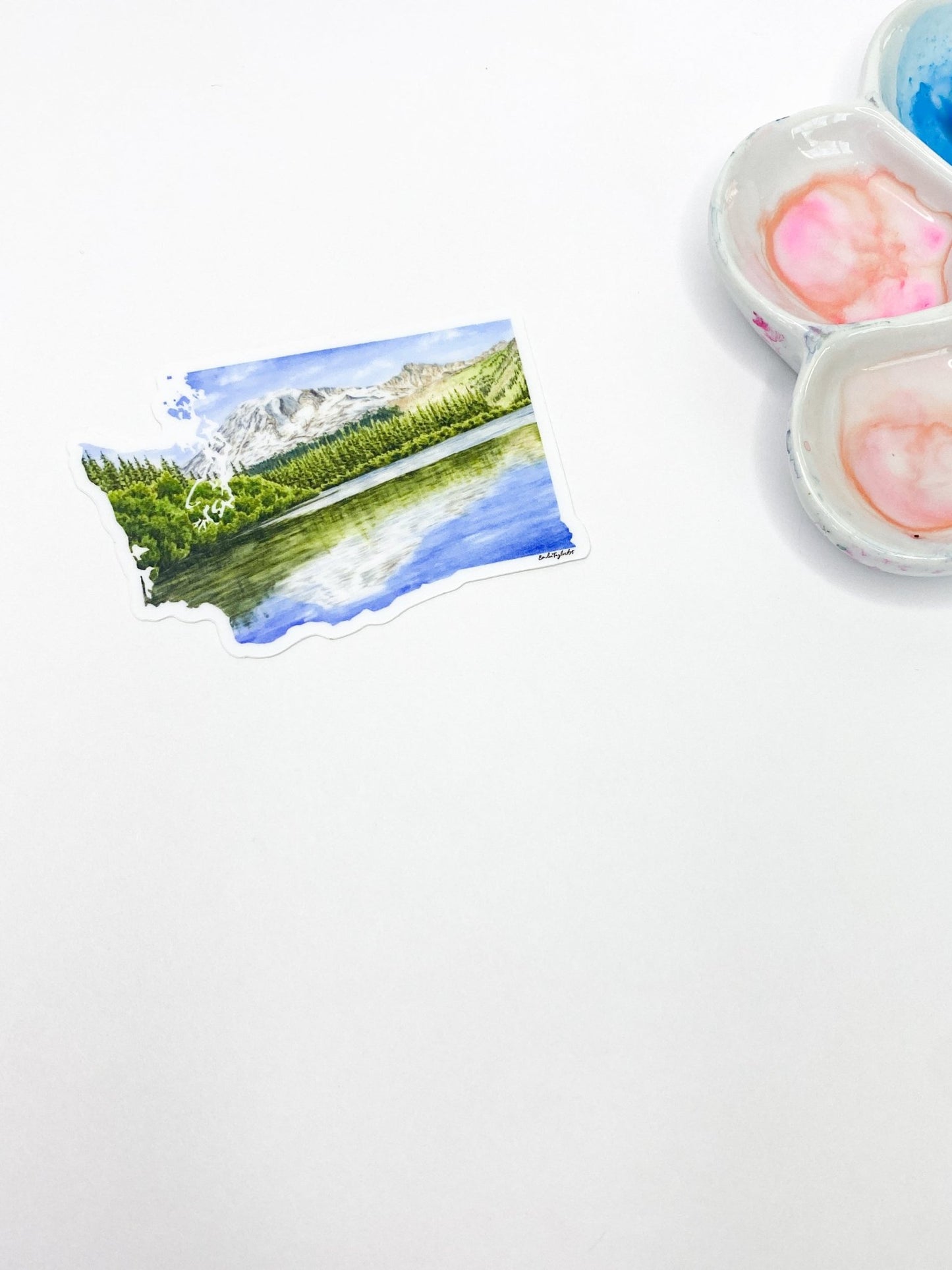 Washington Rainier National Park Decal, Watercolor Washington Sticker, Mount Rainier Souvenir Emilie Taylor Art