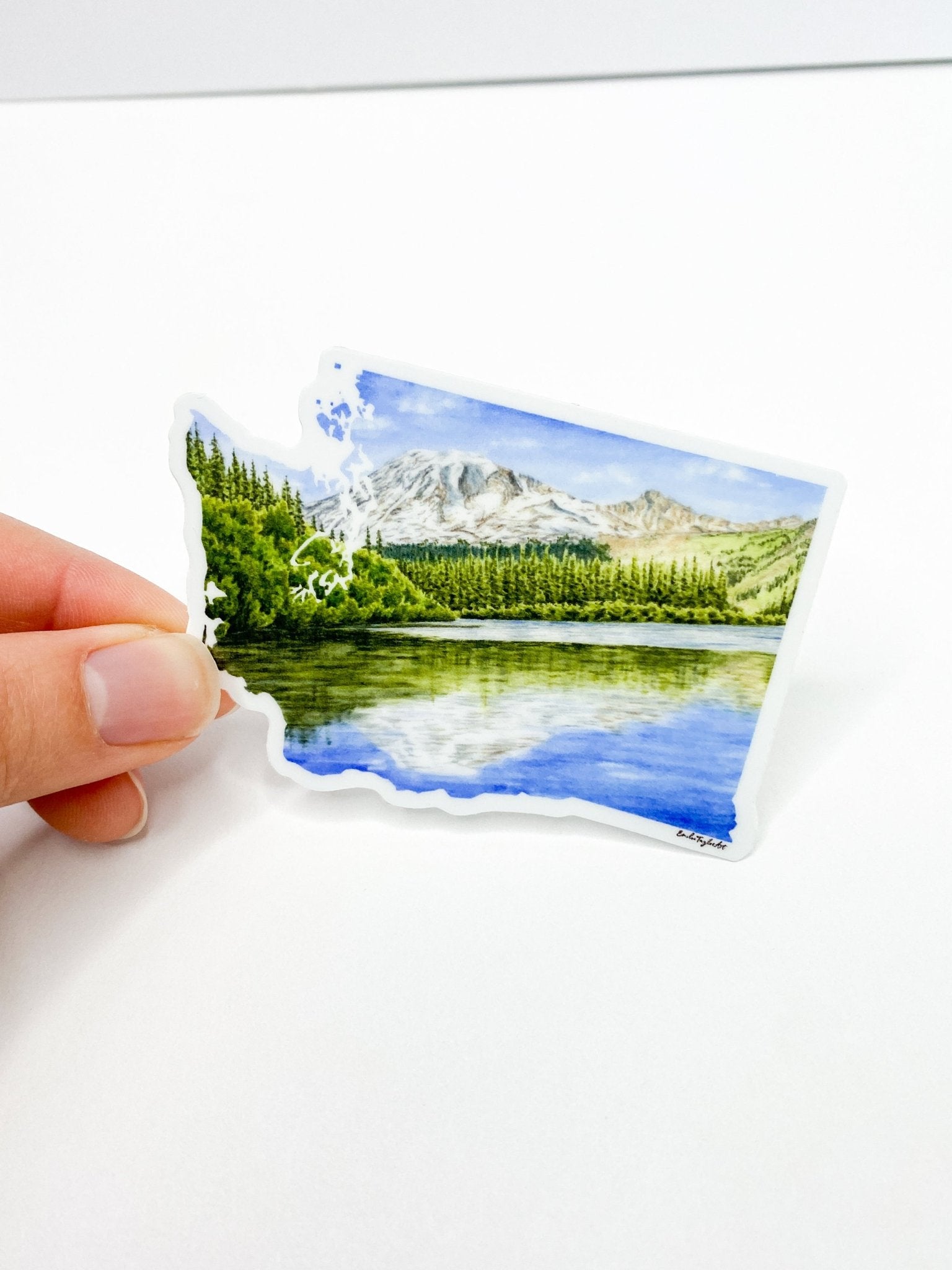 Washington Rainier National Park Decal, Watercolor Washington Sticker, Mount Rainier Souvenir Emilie Taylor Art