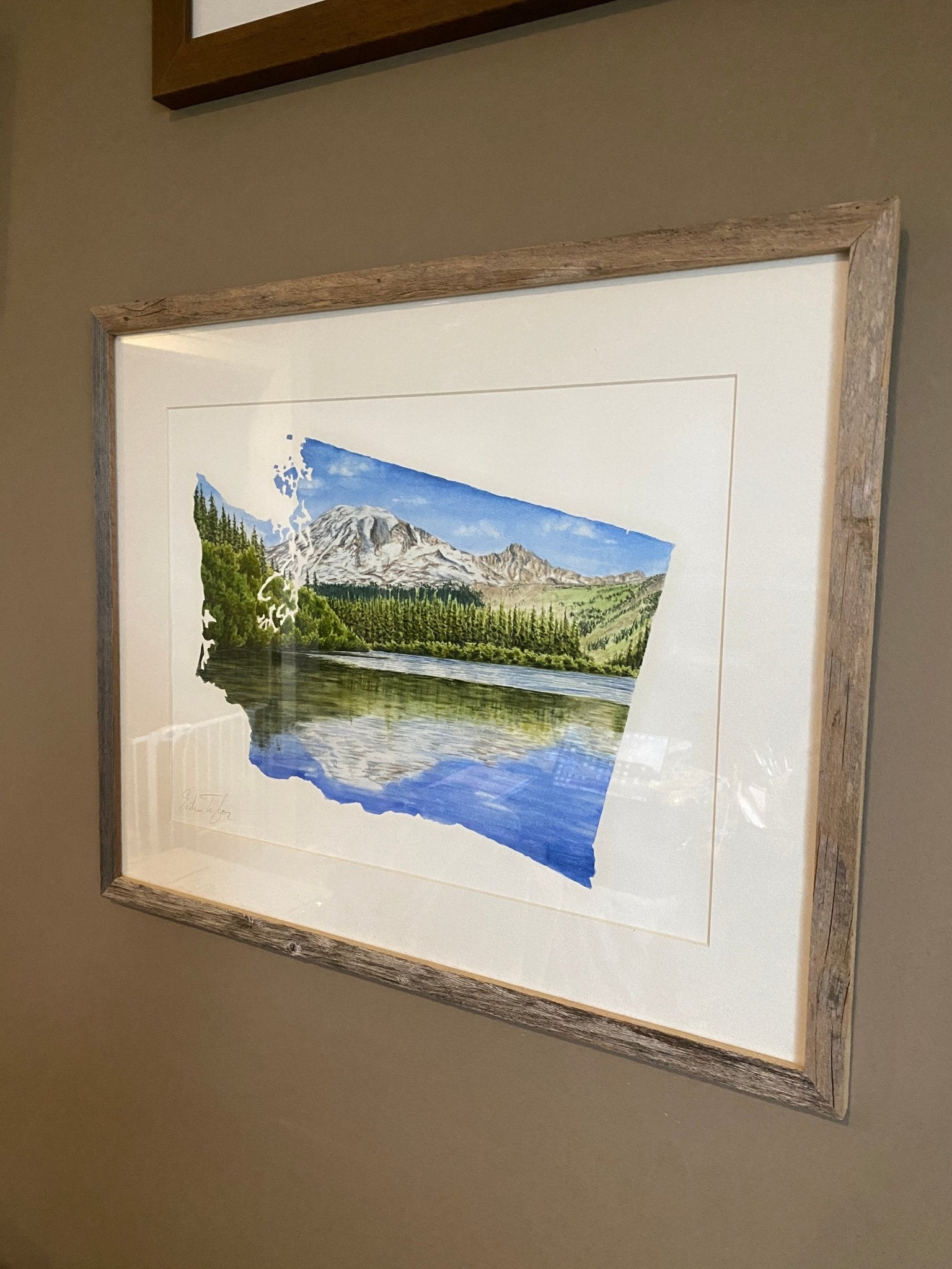 Washington Rainier National Park Original Painting Mated and framed to size 16x20 Emilie Taylor Art